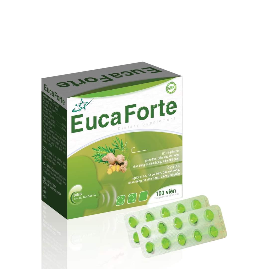 Viên Uống Giảm Ho EUCA FORTE - Hỗ Trợ Giảm Ho, Giảm Đờm, Khàn Tiếng Do Viêm Họng, Viêm Phế Quản