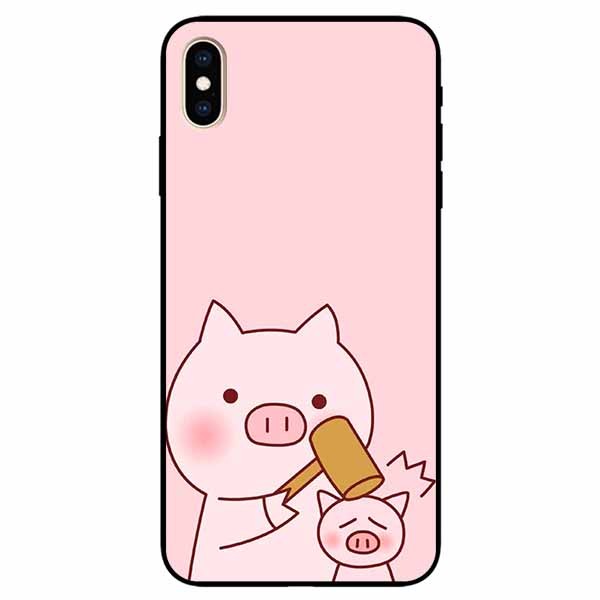 Ốp lưng dành cho Iphone Xs Max mẫu Heo Cầm Búa