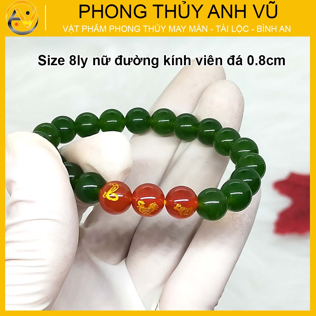 Vòng phong thủy mệnh hỏa tam hợp tỵ dậu sửu đã khai quang - chất liệu đá mã não - size 8 10ly - may mắn tài lộc - Vòng Tam Hợp Anh Vũ
