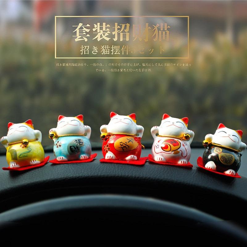 Bộ kệ nhựa hình cây trưng bày Mèo thần tài sứ, trang trí bàn làm việc, quà tặng mừng khai trương.