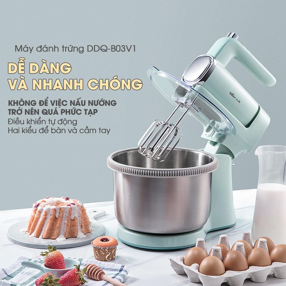 MÁY ĐÁNH TRỨNG /KEM/ NHỒI BỘT BEAR DDQ-B03V1 ĐỂ BÀN CHÍNH HÃNG 4L BẢN NÂNG CẤP. HÀNG CHÍNH HÃNG