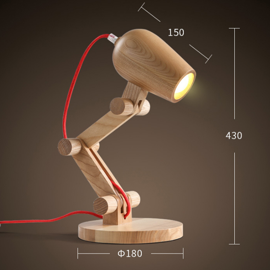 Đèn để bàn bằng gỗ dùng đọc sách, phòng ngủ, bàn học sinh viên học sinh phong cách Bắc Âu VG09