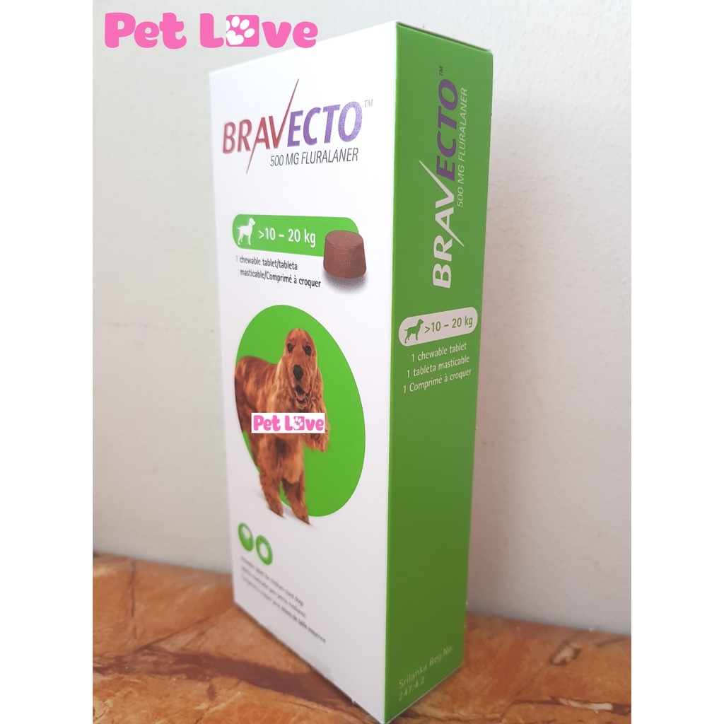 Bravecto diệt ghẻ, ve rận, bọ chét (chó 10 - 20kg)