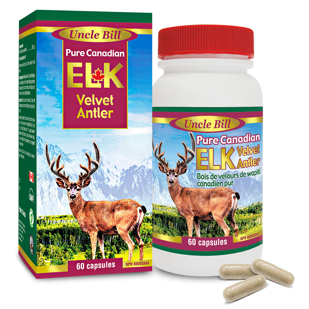 Nhung Hươu Uncle Bill Pure Canadian Elk Hộp 60 Viên, Nhập Khẩu Canada, Từ 75 Phần Nhung Tươi Yên Ngựa Của Loài Hươu Đỏ Sừng Tấm Mới Tạo Ra 1 Phần Nhung Hươu Tinh Chất, Món Quà Sức Khoẻ