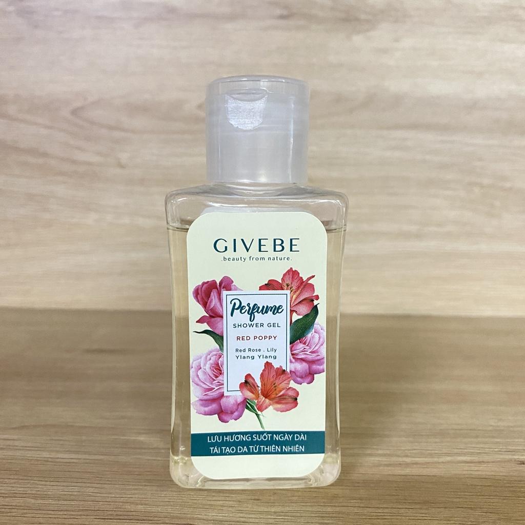 Sữa tắm GIVEBE Đỏ - Red Poppy 80 ml hương nước hoa Ý tái tạo làn da, mềm mại, sạch mụn