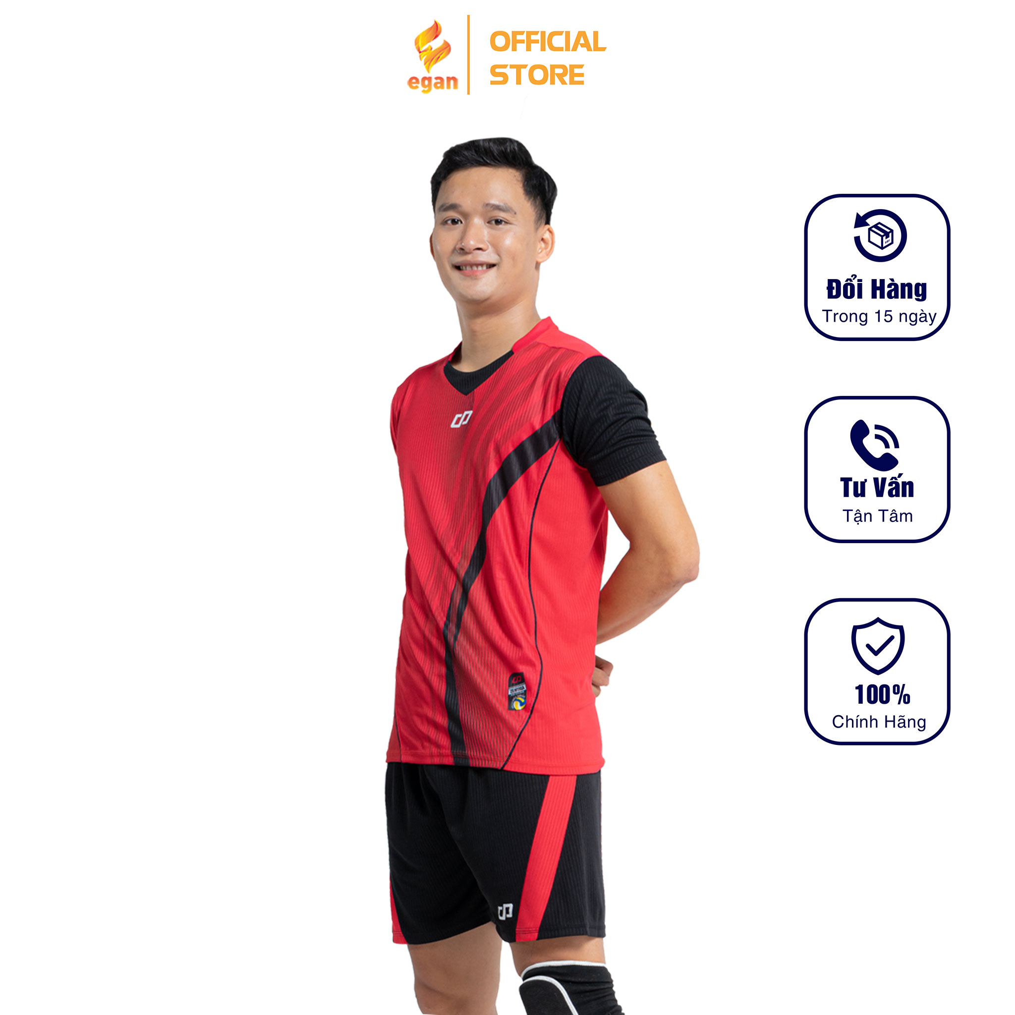 Bộ Quần Áo Thể Thao Bóng Chuyền Màu Đỏ Nam ZENTIGA - CP SPORT BC05