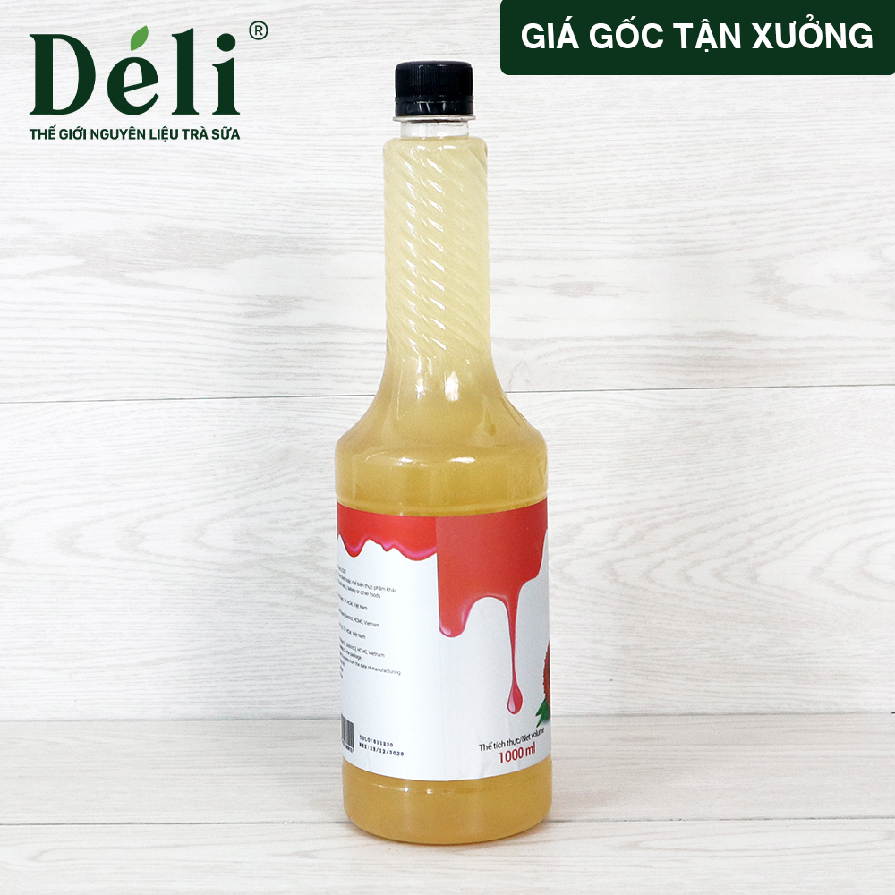 Siro vải Déli chai 1lit, HSD: 12 tháng Nguyên liệu pha chế trà trái cây, soda,...