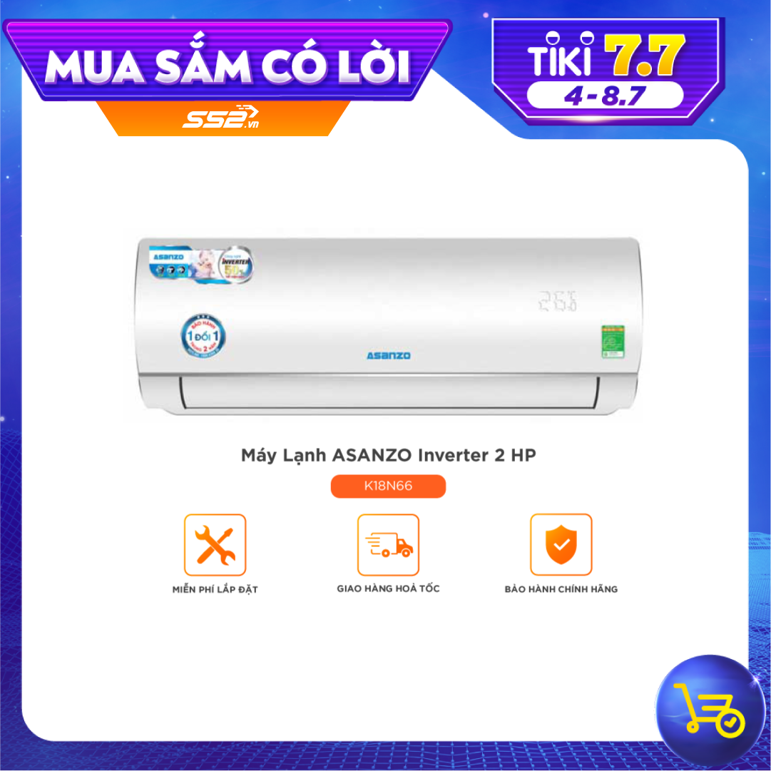 [Giao Hàng Toàn Quốc - Miễn Phí Lắp Đặt HCM] Máy lạnh Asanzo Inverter K18N66 - Hàng Chính Hãng