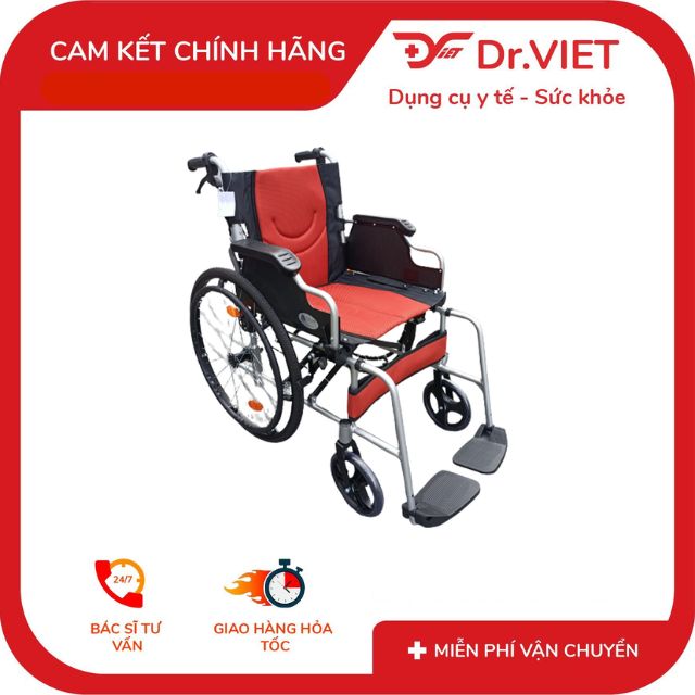 Xe lăn cao cấp Lucass X-600 Xe lăn có tay thắng cho người đẩy, gấp gọn, bánh xe sau có phản quang, bánh xe chống lật