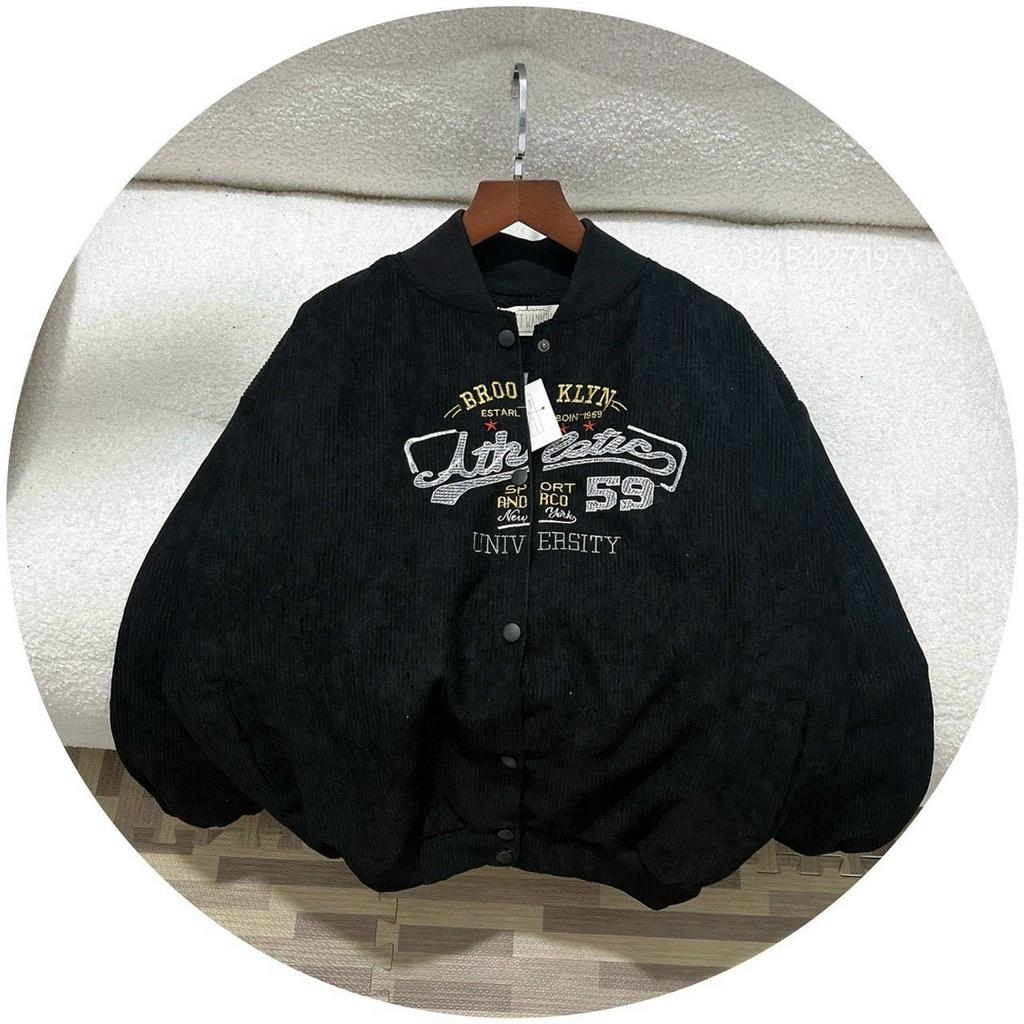 Áo khoác bomber Unisex UNIVERSITY chất nhung tăm thêu LOGO ,form rộng 2 lớp unsiex Nam Nữ
