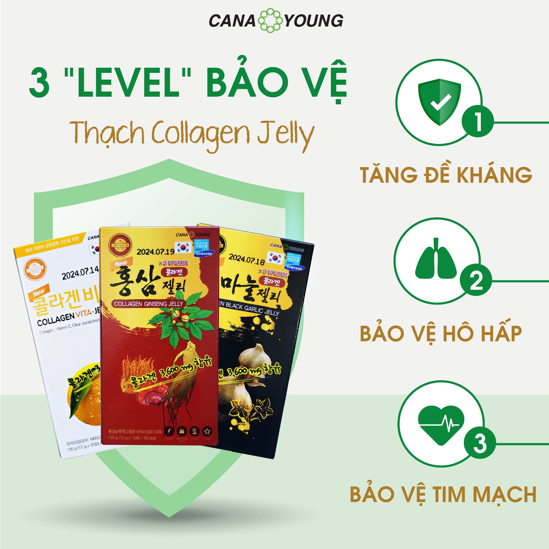 Thạch ăn New Collagen Jelly Cana Young Hàn Quốc hỗ trợ trẻ hóa da và tăng cường hệ miễn dịch (hộp 10 gói