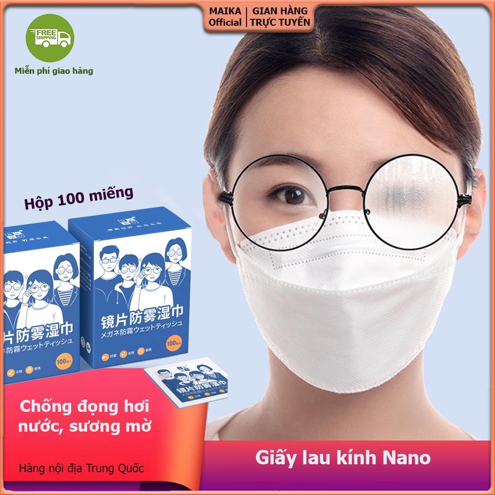 Khăn Lau Kính Nano Hộp 100 Miếng Khăn Giấy Chống Bám Hơi Nước, Giấy Lau Kính Chống Mờ Sương, Mồ Hôi, Chống Nhờn