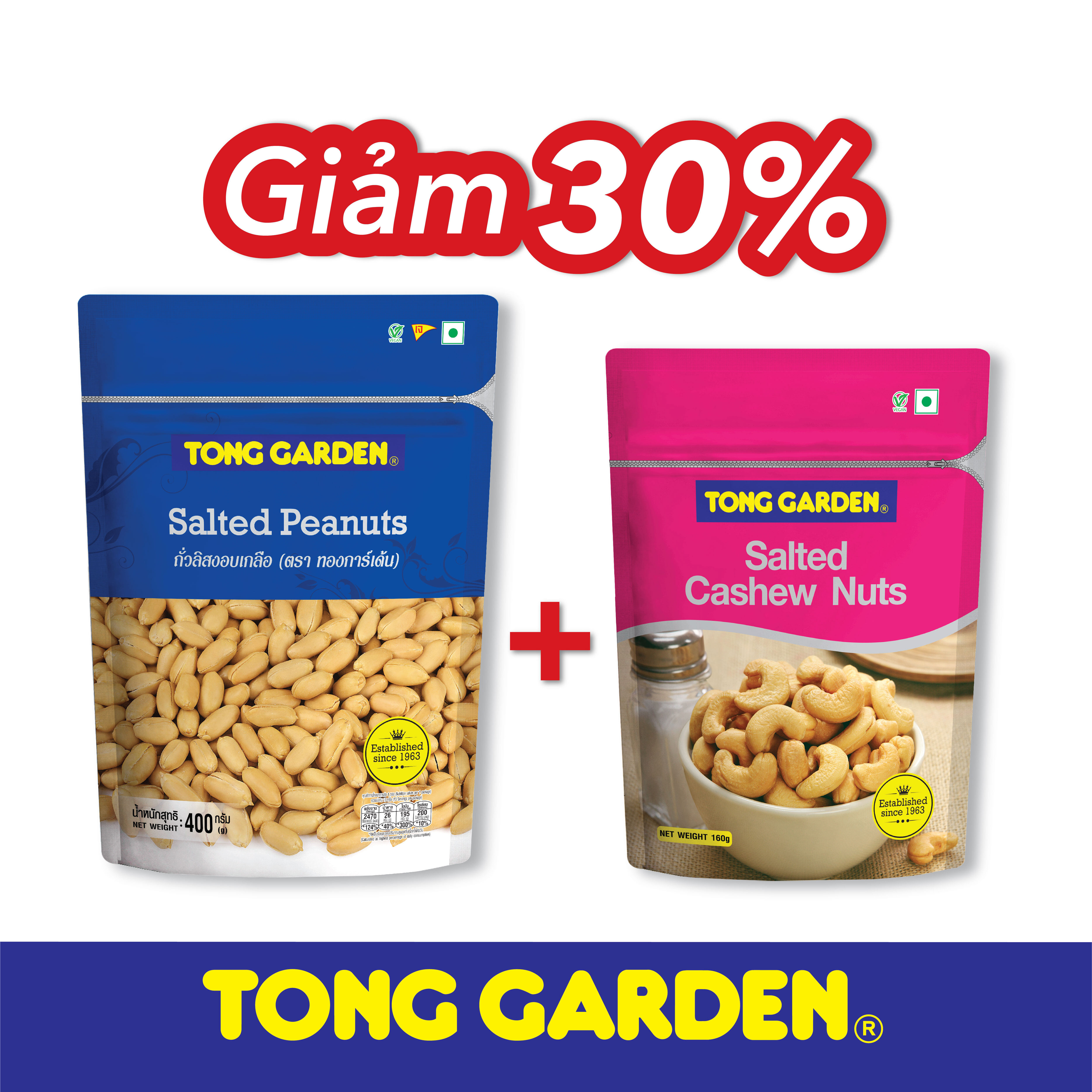 COMBO ĐẬU PHỘNG RANG MUỐI 400G VÀ HẠT ĐIỀU RANG MUỐI 160G