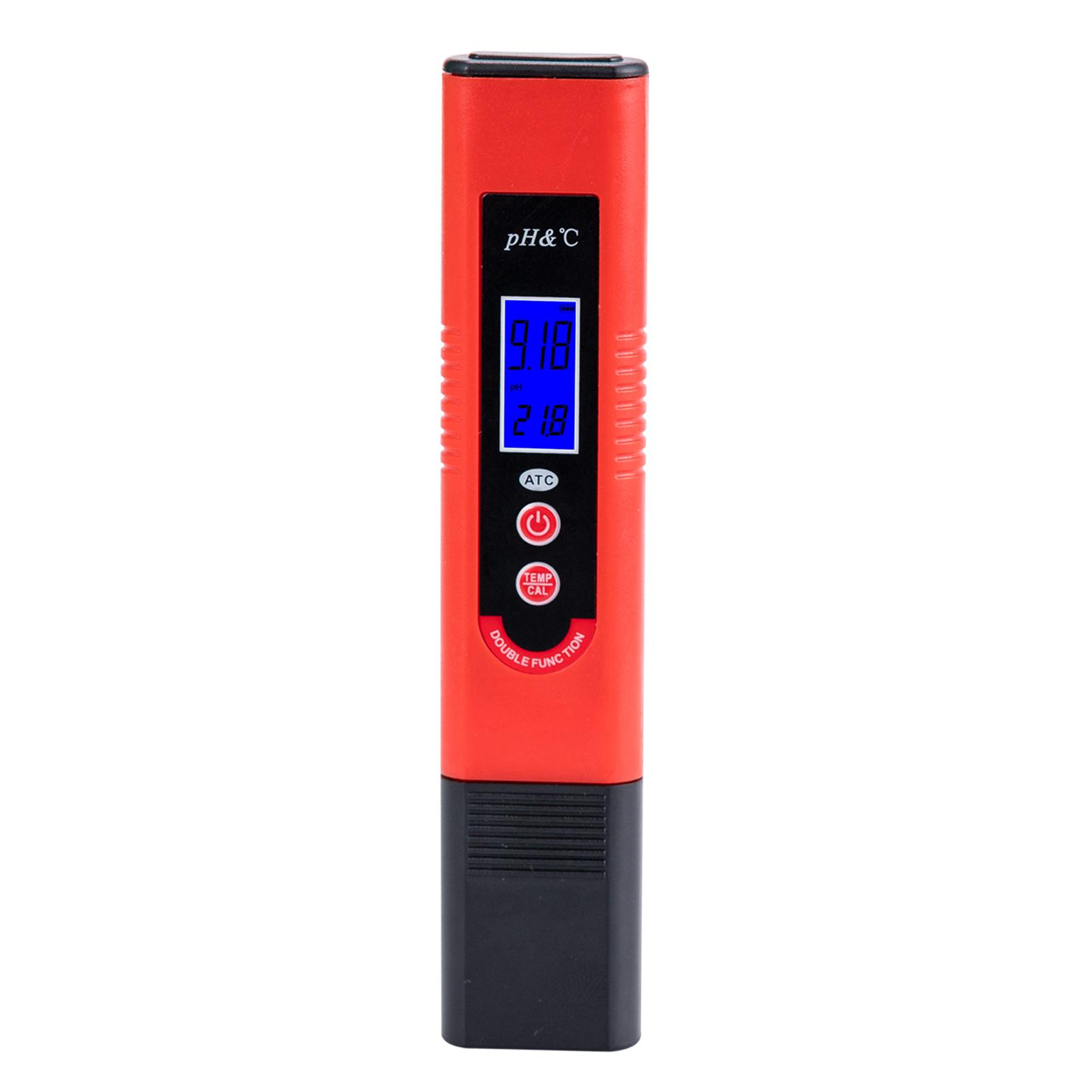 Professional & Power-saving pH-007T Pen-Type pH Meter High Precision with Automatic Temperature Compensation ATC Function Auto Calibration and Backlight LCD Acidity Tester Portable pH & TEMP Water Quality Analysis Device