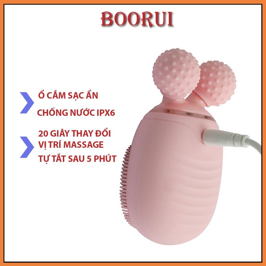 Máy rửa mặt mini cao cấp BOORUI: Rung massage và nâng cơ tạo cằm Vline 3 trong 1,Rửa sạch sâu, ngừa mụn làm đẹp da mặt