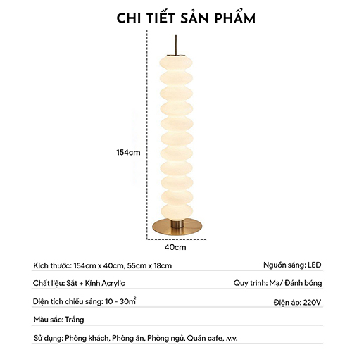 Đèn trang trí thông minh điều khiển từ xa, đèn trụ đứng đổi màu tăng giảm độ sáng