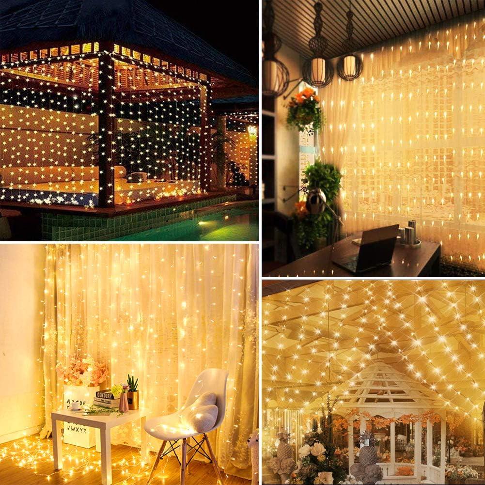 Đèn rèm, Đèn thần tiên 3M 300 LED, 8 chế độ chiếu sáng, Cấp nguồn USB, Trang trí trong nhà và ngoài trời, Phòng, Cửa sổ, Đám cưới, Sinh nhật, Tiệc, Giáng sinh