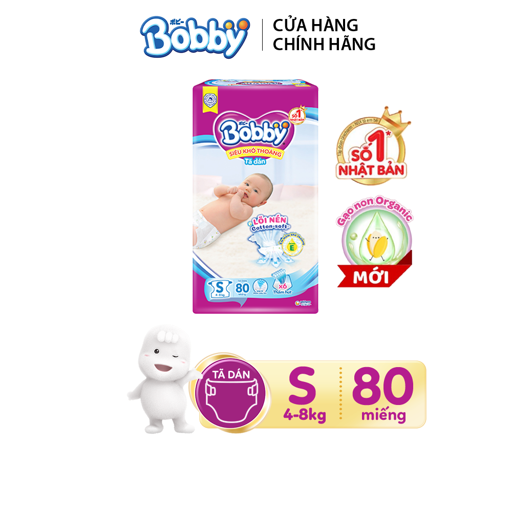Tã Dán Bobby Sơ Sinh Siêu Thấm S80 + 8 Miếng Tã dán cùng loại