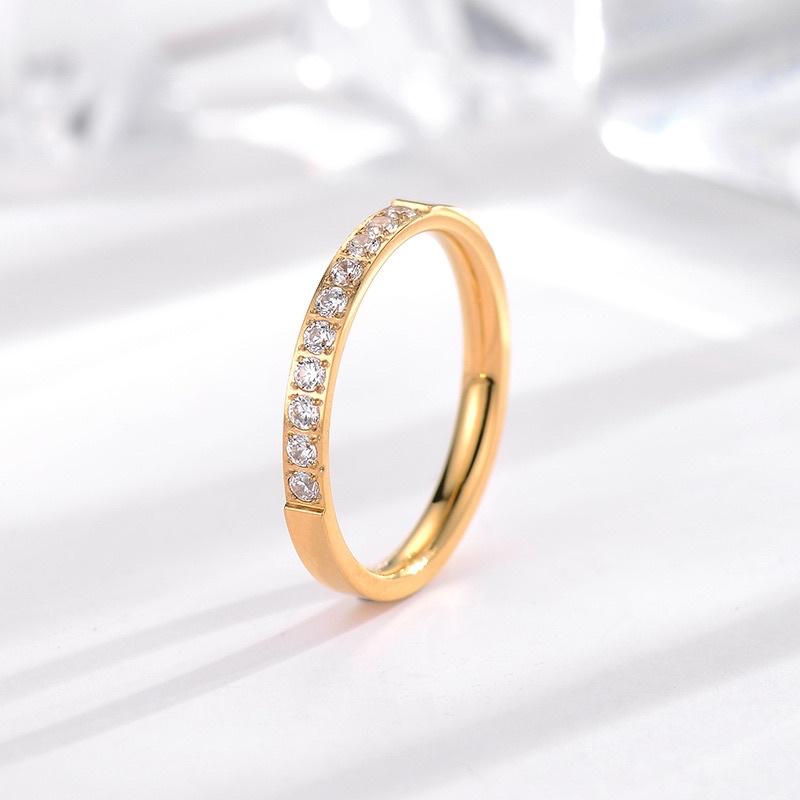 Nhẫn Titan Nam Nữ Nửa Vòng Ngọc Sáng Đẹp