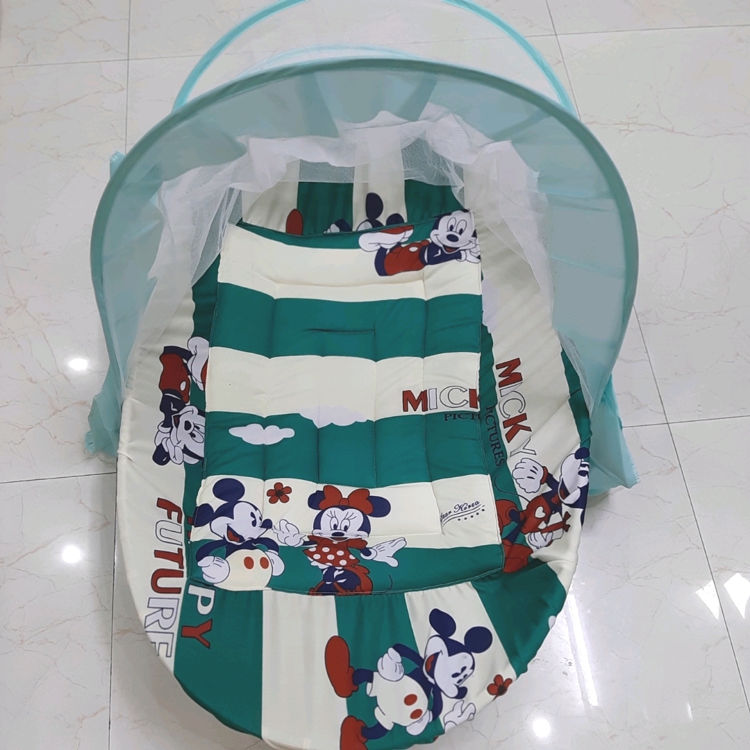 Nệm Bọc Nôi mickey xanh KT 55x80, 60x90, 65x1m,