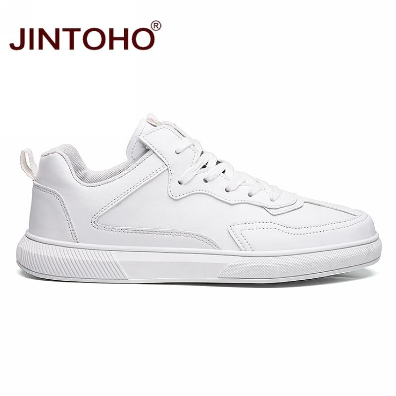JINTOHO Fashion Men Leather Shoes Brand Male Shoes White Leather Sneakers For Men Casual 2020 Leather Flats Shoes