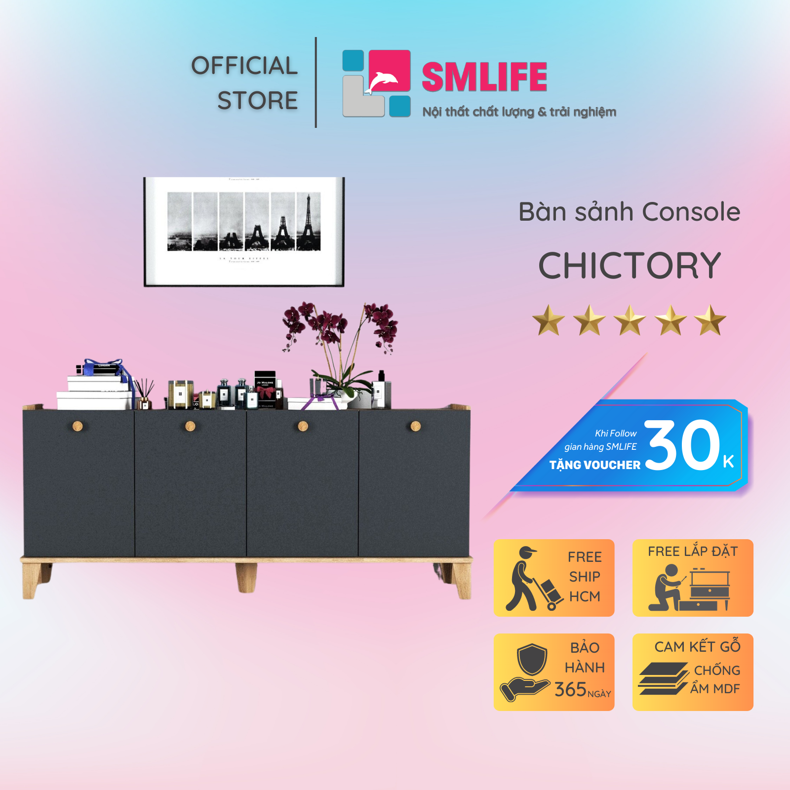 Bàn sảnh ra vào gỗ hiện đại SMLIFE Chictory