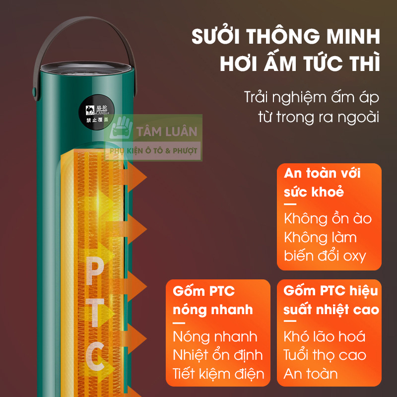 Máy sưởi ấm phòng ngủ, quạt sưởi gốm cho phòng 25m2, máy sưởi mini nóng nhanh an toàn cho trẻ em - Hàng chính hãng