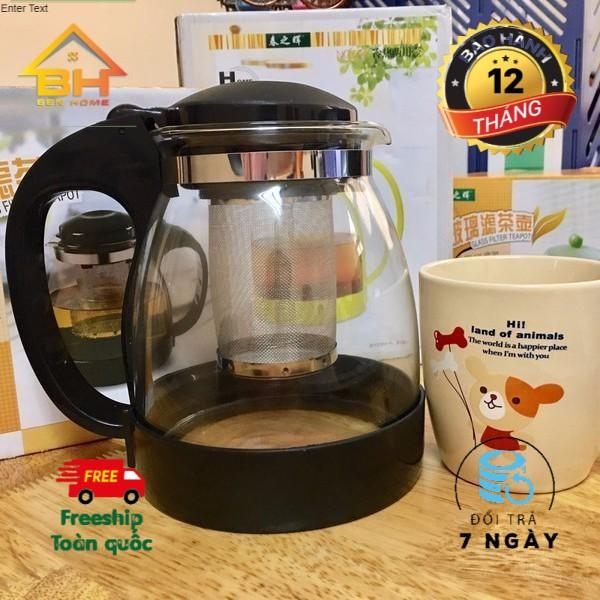 Ấm pha trà ấm nước thủy tinh 1.3L có lưỡi lọc