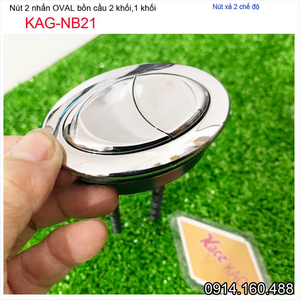 Nút 2 nhấn xả bồn cầu, nút nhấn cầu xả 2 nhấn oval, nút xả cầu  Kace KAG-NB21