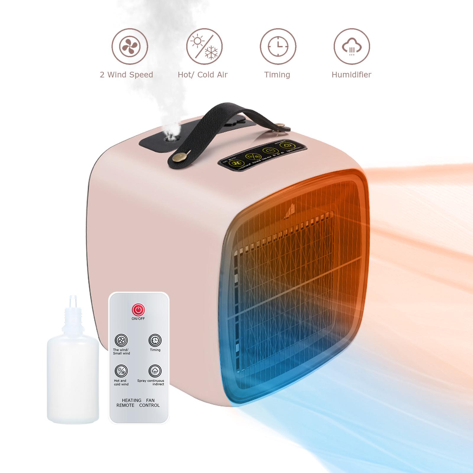 Máy sưởi điện di động với bộ hẹn giờ điều khiển từ xa với 2 chế độ gió tùy chọn