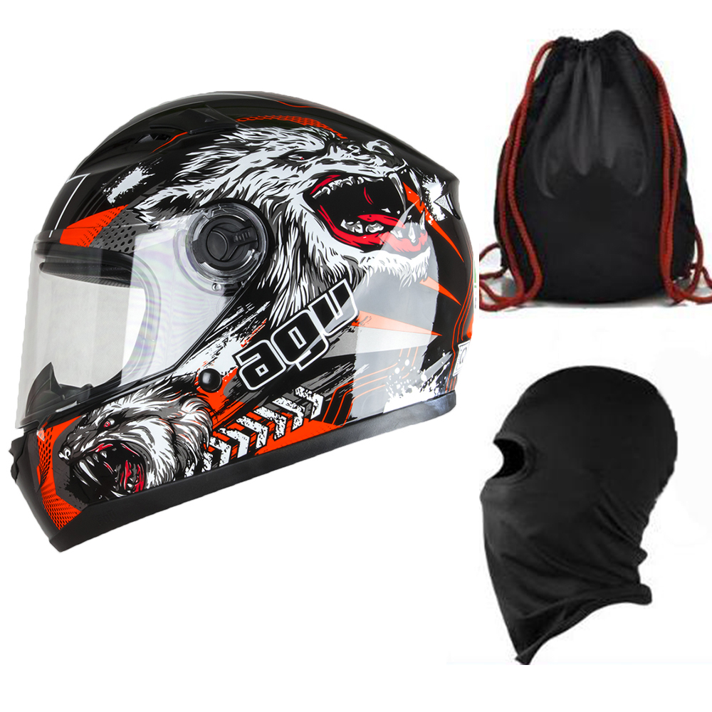 Mũ Bảo Hiểm Đẹp Fullface AGU Tem 39 Sói + Khăn Ninja + Tặng kèm túi đựng nón chống trầy