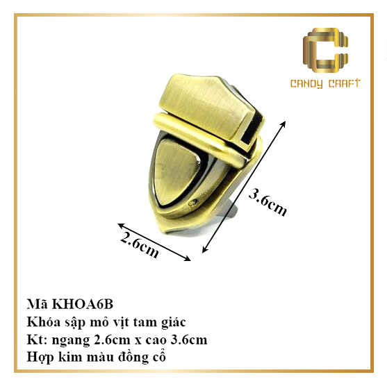 Khóa sập mỏ vịt tam giác 2.6cm