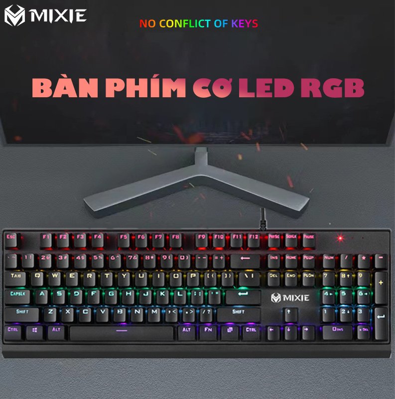 BÀN PHÍM CƠ GAMING USB MIXIE JSM- MK600 , 104 KEY , MULTI LED CHÍ.NH/HÃNG