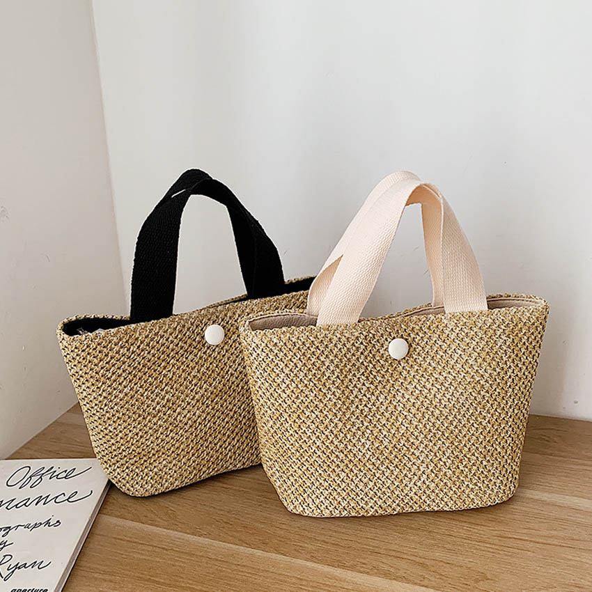 Túi xách nữ dễ thương NASI T1045 vải cói pu cầm tay đẹp túi tote đeo vai có nút bấm thời trang cho nữ công sở, học sinh