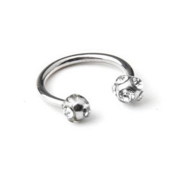 2Pcs Crystal Stainless Steel Bar Lip Nose Ring Stud Body Piercing