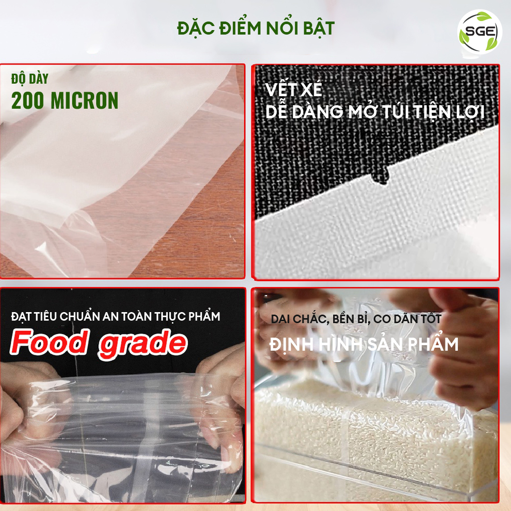 Túi Hút Chân Không Định Hình B1D-Rep Loại Đóng. Làm Từ Hạt Nhựa Nguyên Sinh Cao Cấp Tiêu Chuẩn Vệ Sinh ATTP, Không Chứa Chất Gây Ung Thư, Dùng Được Trong Lò Vi Sóng. Giá Bán Theo 1kg