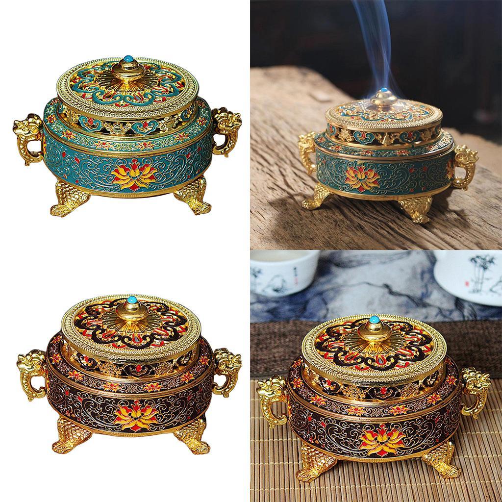 2pcs Tibetan Bronze Incense Burner Holder Art Censer Home Decor Ornaments