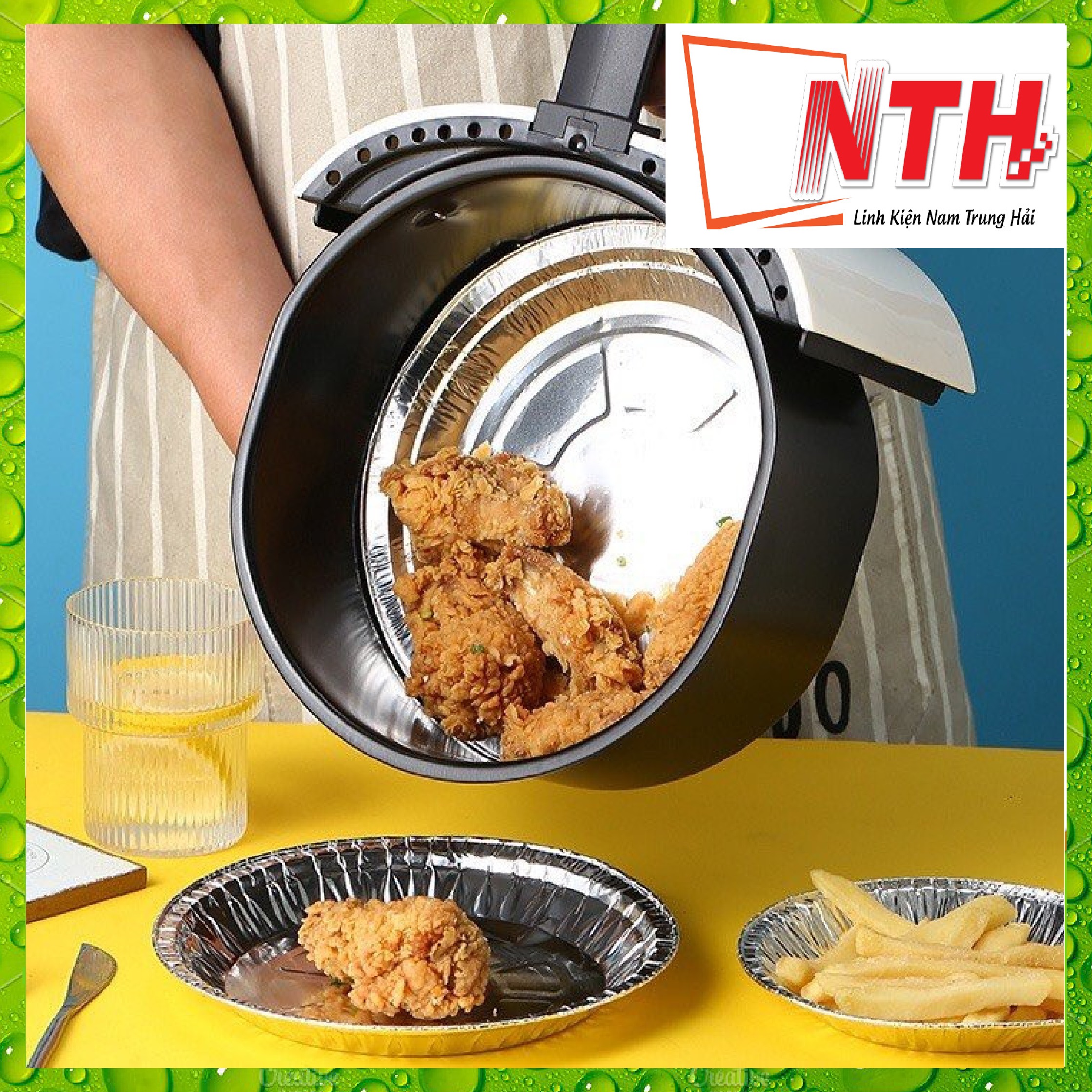 Sét 10 khay giấy bạc,khay bạc đựng thực phẩm lót nồi chiên không dầu chịu nhiệt độ cao