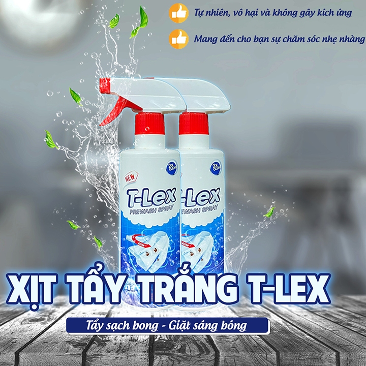 Tẩy Trắng Quần Áo T-LEX 500ml, Tẩy Mốc, Ố Vàng, Không Phai Màu - Dùng Cả Vải Trắng
