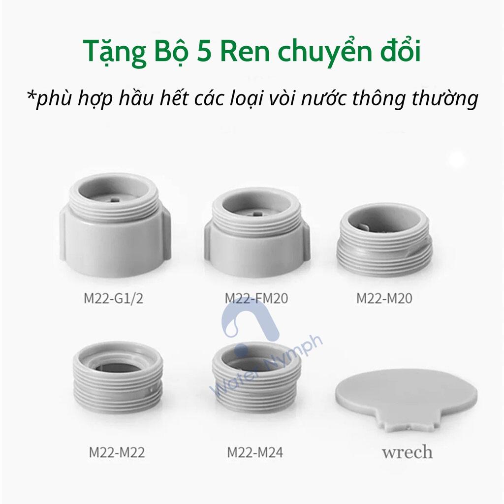 Đầu nối vòi nước rửa chén, rửa mặt tăng áp, xoay 360 độ Waternymph N23, tạo bọt, chống bắn hai chế độ phun tiện ích