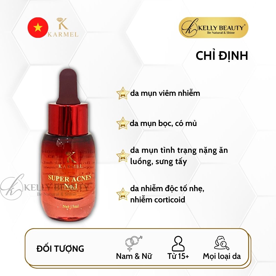 Karmel Super Acnes No1 – Serum Mụn Viêm Nhiễm, Mụn Bọc Sưng Tấy, Mụn Mủ | Kelly Beauty