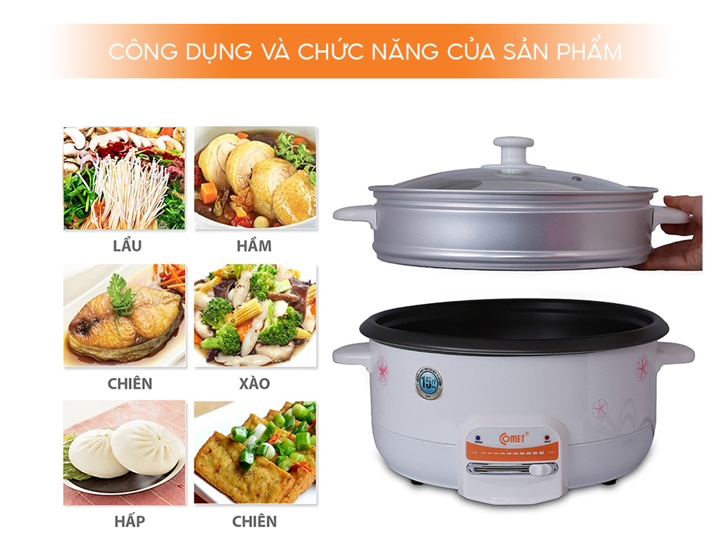 Lẩu Điện Comet CM7732 (3.5L) - Hàng Chính Hãng