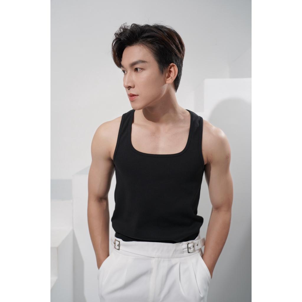 Áo Thun Ba Lỗ Tank Top Nam Cổ Vuông Cotton Tăm Gân Tôn Dáng Thương Hiệu Mr Twins