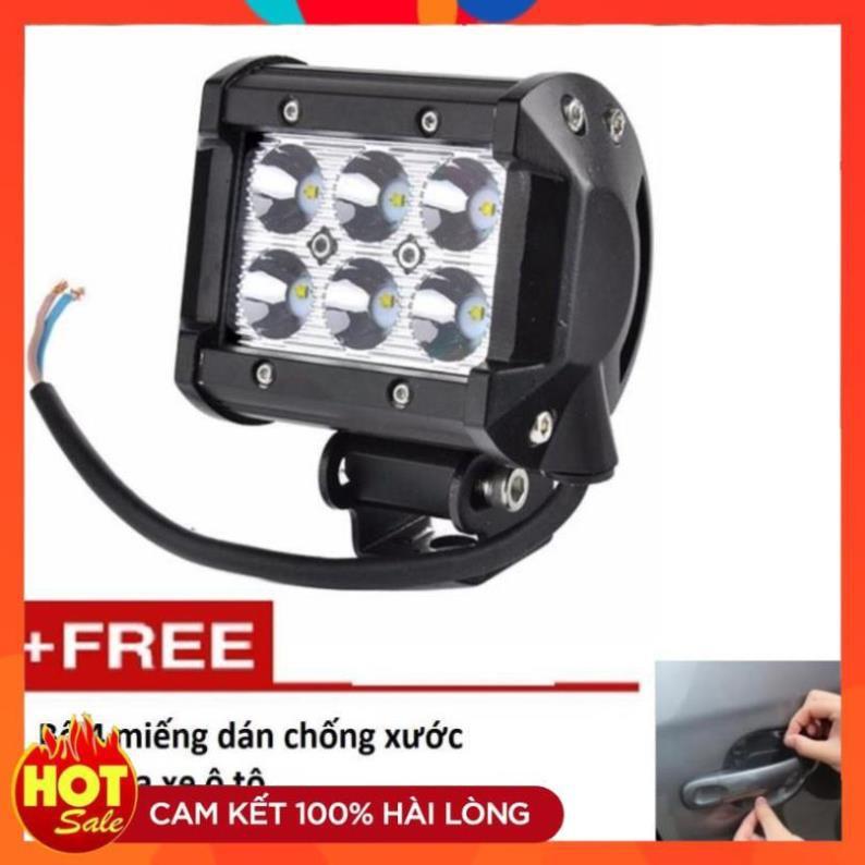 Đèn led trợ sáng C6 18w (sáng trắng) TL 362 tặng  bộ 4 miếng dán chống xước tay cửa xe ô tô TL 239