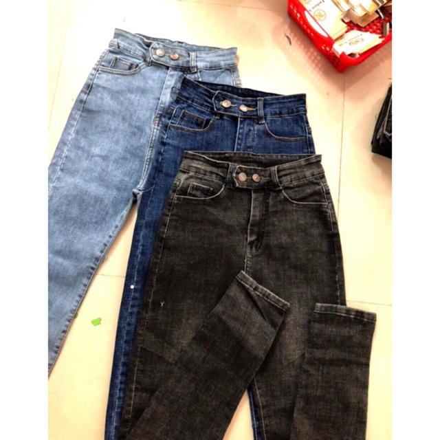 QUẦN JEANS 2 nút CẠP SIÊU CAO VẢI ĐẸP CO GIÃN