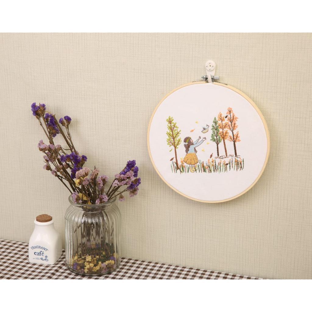 Stamped Embroidery Kit For Beginner Colorful Life Pattern DIY Home Decor 1