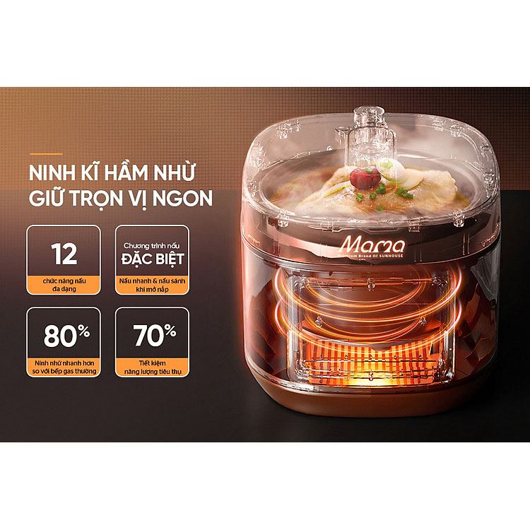 Nồi Áp Suất Điện Tử Đa Năng 5 Lít Sunhouse Mama SHD1580 - Hàng chính hãng