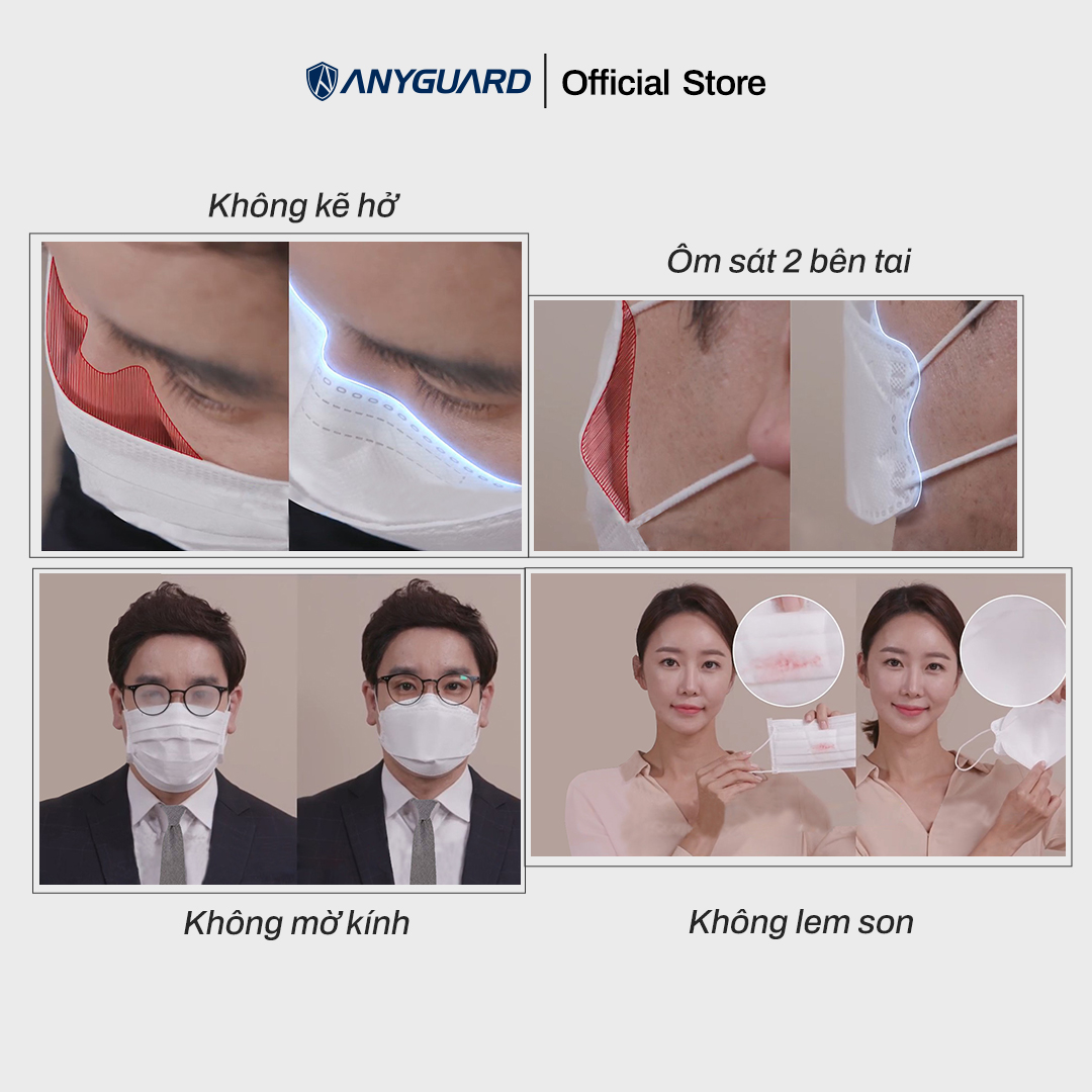 ComBo Khẩu Trang Y Tế Anyguard KF94 Màu Đen - Lọc Bụi Mịn và PM2.5, Ngăn 99% Vi Khuẩn, An Toàn Cho Da Nhạy Cảm , Dành Cho Người Lớn