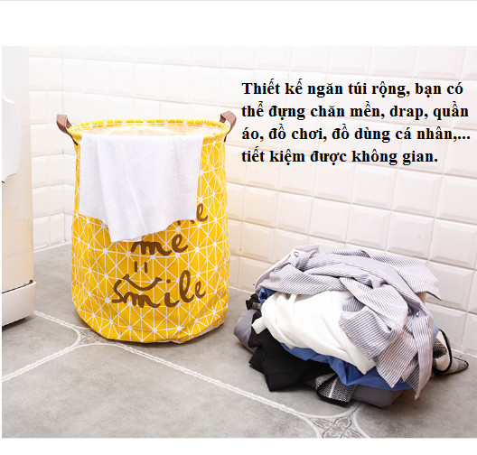 Giỏ đựng quần áo, chăn màn, Túi đựng đồ chơi, đồ giặt, đồ dơ siêu rộng đa năng có thể gấp gọn tiện dụng- GD463-W01