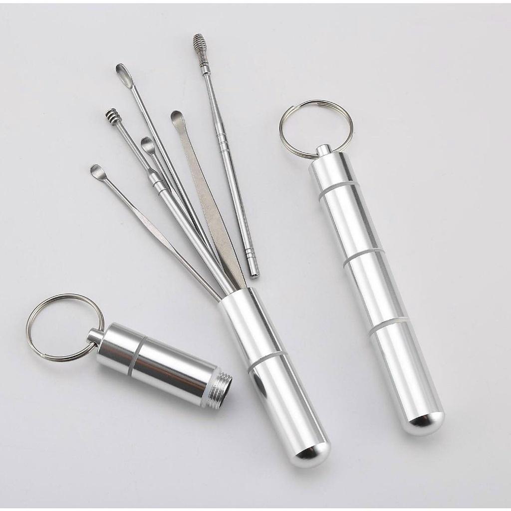 Bộ lấy ráy tai, bộ dụng cụ ngoáy tai 6 món chuyên nghiệp Inox kèm hộp